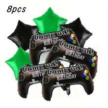 Game Console Theme Balloon Set, 18" Game Controller Foil Balloon, 18" Green & Black Star Foil Balloon, Football Balloon Set, Birthday Party Decorations - Mixed Colors - View 9