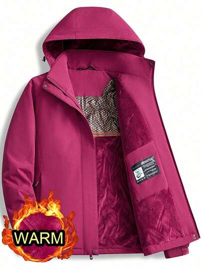 Jaqueta Corta-Vento Forrada e Acolchoada para Inverno, Quente e Adequada para Montanhismo, Caminhada, Camping, Trabalho ao Ar Livre, Fleece