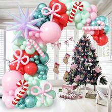 115件套圣诞蝴蝶结气球拱门套装 | 红色、粉色和绿色气球，搭配爆炸星、拐杖糖和圣诞气球，适用于主题派对和2026新年圣诞庆祝活动 - 粉色 - 查看 6