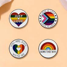 Pride Pins Outfits For Women Lgbtq Pins Gay Bi Ally Rainbow Lapel Pin Rainbow Flag Brooch Decoration For Clothes Bags Accessories{Inchcolor_nameinch:InchD1-4pcsinch} - D1-4件 - 查看 6