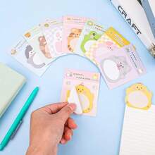 8张可爱卡通动物图案自粘便签纸，可重复使用的动物造型便签本 - 每本20张，共160张，适用于家庭、办公室、笔记本、便签本、学校奖励等场合。 - 彩色 - 查看 6