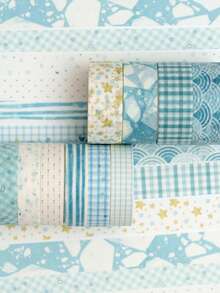 10 Rolls Vintage Washi Tape Set Basic Masking Retro Artwork Decorative Tapes For Arts, DIY Crafts, Journals, Planners, Scrapbook, Wrapping - Multicolor - View 4