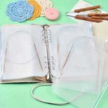 一套环形针收纳整理器，环形针盒，紧凑型环形针盒，带12个PVC拉链袋的环形针架，可存放短款或长款环形针