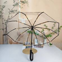 1pc Automatic Folding Umbrella With Buckle, Convenient To Carry. Larger, Thicker, Stronger. Suitable For Men & Women, Portable Windproof & Rainproof, Double-Layer Protection, Various Frame Designs, Snap Or Rotary Handle, Multiple Colors (Due To Different Batches, The Fabric, Frame Color, English Letter Pattern Design, Button Shape And Rib Color Are Randomly Matched. We Apologize For Any Inconvenience Caused) Summer Cooling,Beach,Travel