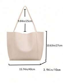 Women's Fashionable Large Capacity Shoulder Tote Bag For Daily Commute - White - View 6