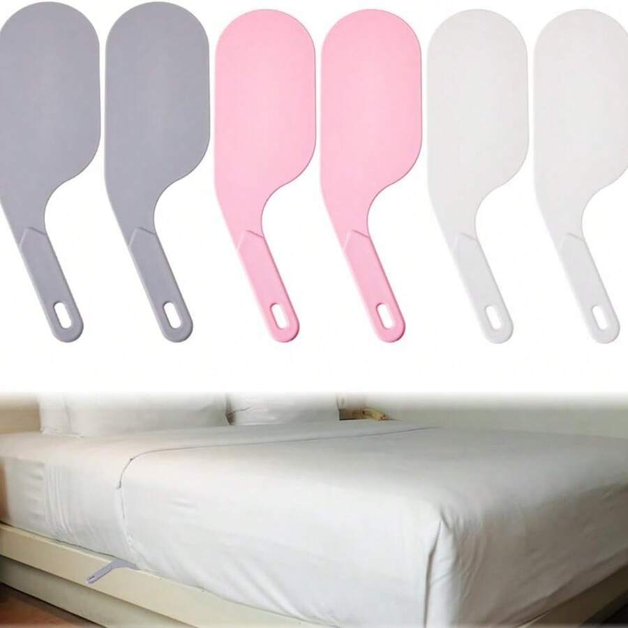 1/4 件装床单整理器，加长型床单整理器，床单整理板，可重复使用床垫提升器，用于床单制作 - 彩色 - 查看 1