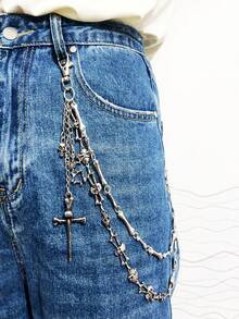 时尚个性金属骷髅裤链 高端嘻哈暗黑朋克风腰链 万圣节配饰