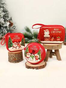 1 pieza Bolsa navideña brillante para la temporada de fiestas, neceser de maquillaje con temática de brillo, mini bandolera, combinable con atuendo navideño 2025