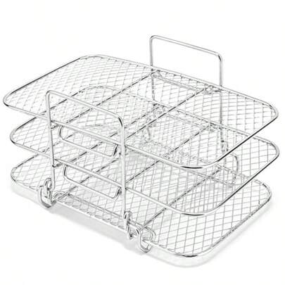 304 Stainless Steel 3Layer Oven Rack Multilevel Kitchen Drying Stand Stackable Baking Frame For Air Fryer And Microwave 19.2 X 11.5 X 12.7CM