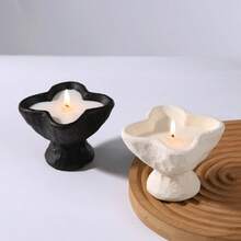 1个禅意风格水泥烛台，无焰香薰蜡烛容器，家居装饰