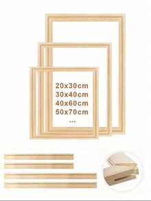 一套DIY木框套装，尺寸40*60厘米/15.75*23.62英寸，可选尺寸：30x40厘米、25x35厘米、35x55厘米、35x45厘米、40x50厘米，松木制成，适用于油画、墙面艺术、钻石画、绘画练习等。