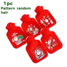 1pc Christmas Plush Hot Water Bottle Filled With Water To Warm Hands And Carry Warm Baby With You-Pattern Random Hair - Red - View 11