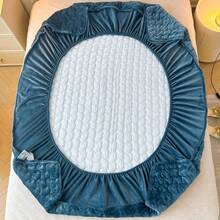 1pc Solid High-End Navy Blue Thick Velvet Fitted Sheet (Pillow Case Not Included), Simple And Cozy Bedding, Full Wrap-Around 3D Quilted Wave Pattern, Warm And Skin-Friendly, Durable, Dust And Moisture Resistant, Suitable For Autumn/Winter Or As Bedroom Decor, Perfect Gift For Parents, Friends In New Year, Christmas, Cold Weather - Noble Blue - View 8