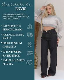 Women's Wide Leg Jeans, Marbled Pattern, Thick Premium Fabric, 100% Denim - 查看 9