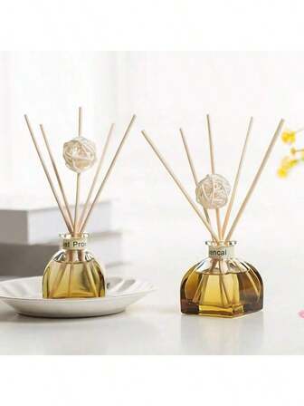 1 件 50 毫升藤条扩香器精油，无焰，除臭香薰机，适用于卧室、浴室、家居装饰，附带随机字母设计空气清新剂（包括 4 根藤条和 1 个藤球），其他部件随机