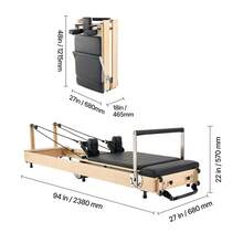 Foldable Pilates Reformer, Wooden Pilates Workout Machine For Home Gym Studio Use, Pilates Bed With Dual Resistance- Spring & Cord, Reformer Set With Sitting Box, Up To 400 LBS - Maple Foldable - View 10
