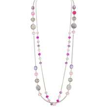 Noessla Layered Long Necklaces For Women Crystal Beaded Statement Necklace Sweater Silver Chain With Gifts Box Jewelry{Inchcolor_nameinch:InchHotpinkinch} - 亮粉紅色 - 查看 1