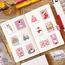 50PCS Cartoon Pink Christmas Stamps Doodle Stickers DIY Decorative Decals Phone Case Laptop Diary Guitar Cups Stationery Waterproof Stickers - Multicolor - View 8