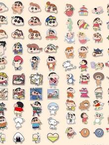 A Set Of 100PCS Crayon Shin-Chan Journal Stickers, Phone Cases, Suitcases, Tablet Computers, Guka Material Stickers, Suitable For Decorating Mobile Phones, Laptops, Suitcases, Water Cups, Skateboards, Notebooks And Guitars It Is Perfect For Daily Use