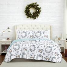 Full/Queen Quilt Bedding Set, Microfiber Quilts Queen Size, Coverlet, Stain & Pet Hair Resistant Bedding, Full Size Bedspread With 2 Pillow Shams, Bone, 2025 - 節日快樂 - 查看 7