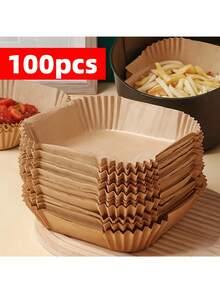 100-Pack/50-Pack Air Fryer Liners - Universal For Oven & Microwave, Non-Stick Parchment Paper - No Coating, Heat-Resistant For Home & Commercial Use