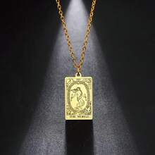 TEAMER Stainless Steel Tarot Cards Necklace Vintage Tarot Jewelry Good Luck Amulet Pendants For Women{Inchcolor_nameinch:InchGold-THEWORLDinch} - 黃金-THEWORLD - 查看 7