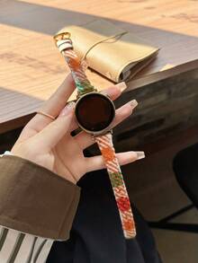 1 pieza Correa de cuero a cuadros de lana de 18 20 22 mm compatible con Samsung Galaxy Watch Active 7 6 5 4 3 de 40/44 mm, banda talla grande delgada compatible con Hua Wei GT4 5 6 de 41/42 mm, pulsera de mujer/niña, Amazfit GTR, otoño invierno navidad