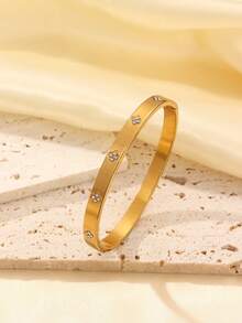 5pcs/Set Personalized Multi-Color Stainless Steel Bracelet Set, Unique Design, Fashionable, Multi-Element Design, Exquisite Ideal Gift, Non-Fading Jewelry, Stylish - Gold 3 - View 6