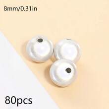 80pcs 8mm Cool Laser Reflective Acrylic Beads Set, Y2K Iridescent Loose Beads For DIY Jewelry Making, Handmade Bracelet, Necklace, Phone Chain, Bag Accessories, Beading Supplies - Multicolor - View 3