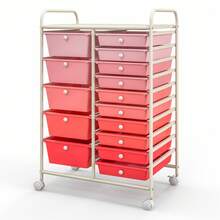 15-Drawer Rolling Storage Cart Mobile Cart With Colorful Drawers & Metal Frame - Bột chuyển màu - Xem 9