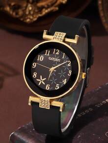 1件女士时尚圆形石英表，多功能圆形表盘，适合日常佩戴、正式场合及其他场合，可作腕间装饰。 - 黑色 - 查看 11