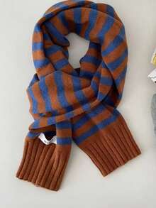 1件装女士时尚百搭撞色条纹袖围巾，舒适保暖，适合日常穿着、购物和派对搭配。 - 彩色 - 查看 4