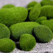 2pcs/4pcs/5pcs Artificial Moss Decor Set – Realistic Green Moss Covered Rocks/Balls/Stones With Colorful Fake Flower Accents | Multi-Use Reusable Decor For Fairy Gardens, Flower Arrangements, DIY Crafts, Aquarium, Home/Hotel/Restaurant Floral Decor, Holiday Party Table Centerpieces & Wedding/Event Decor - Green - View 9