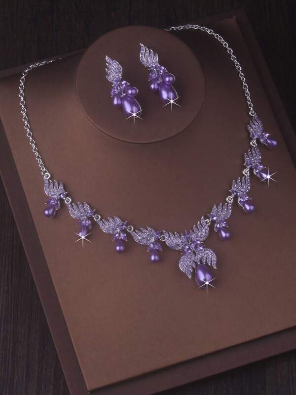 Luxury Bridal Jewelry Set, Elegant Pearl Necklace And Earrings For Bride, Wedding, Stage Performance, Gala, Birthday