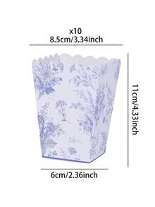 10 piezas/20 piezas Cajas de palomitas de maíz con flores azules, vienen con mini contenedores de palomitas de papel abanicados, soportes de cartón para palomitas de maíz de apertura superior, recuerdos de fiesta con flores azules, adecuados para la decoración de la noche de cine, despedida de soltera y otras fiestas - Azul - Ver 9