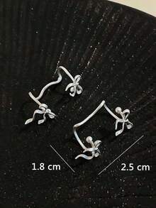 2件套时尚蝴蝶结装饰夹式耳环，适合女性日常佩戴