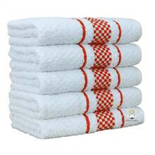 Set Of 5 Jacquard Terry Cloth Dish Towels - 紅色 - 查看 1