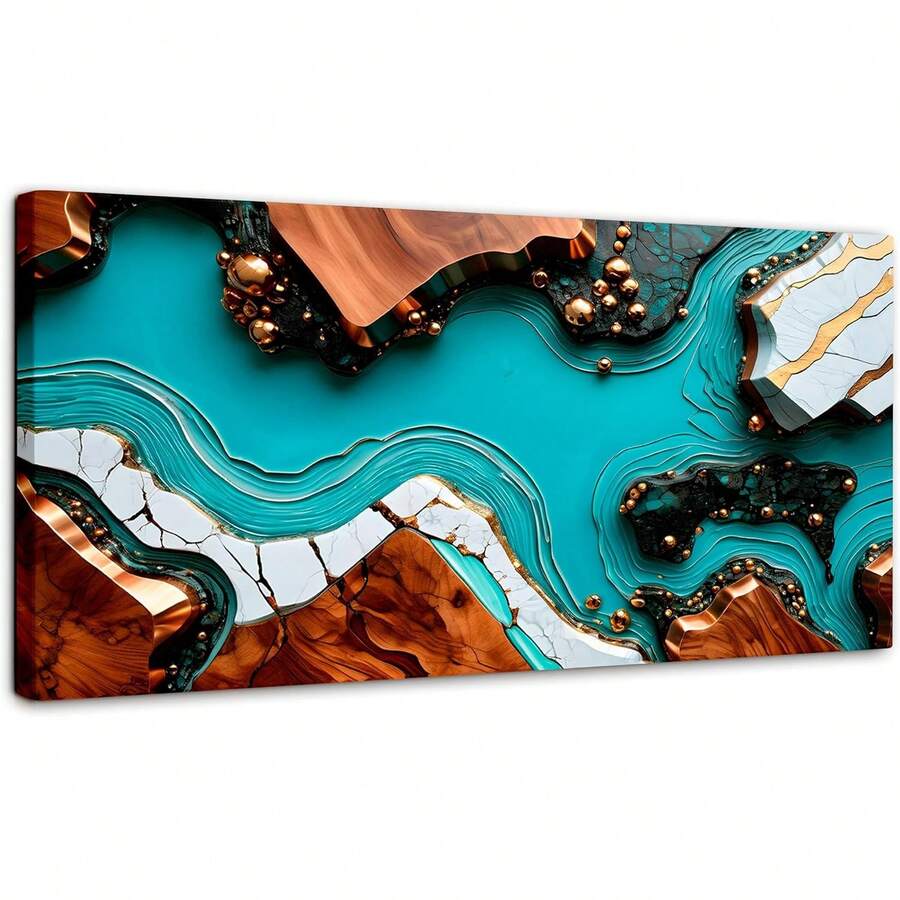 La revolución del lienzo |       Impresión de Pintura Decorativa en Lienzo |       abstracto |       Fusión artística |       Decoración de interiores |       Adecuado para Sala de Estar, Comedor, Dormitorio, Oficina Cuadro (140 x 70 cm, Panorámico) - 200 x 100 cm - Ver 1