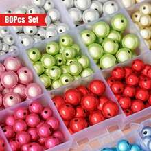 80pcs 8mm Cool Laser Reflective Acrylic Beads Set, Y2K Iridescent Loose Beads For DIY Jewelry Making, Handmade Bracelet, Necklace, Phone Chain, Bag Accessories, Beading Supplies - Multicolor - View 7