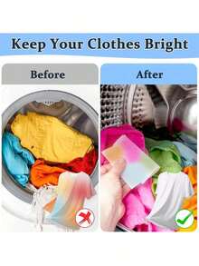 100片装防褪色洗衣纸 - 防褪色剂和吸水布，适用于洗衣机，防止衣物褪色，增强衣物保护，洗衣房必备用品，防褪色洗衣纸，家居必备品（100/50/10片装可选） - 彩色 - 查看 2