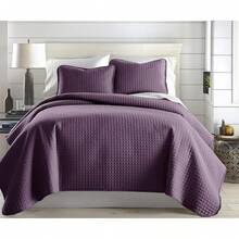 Full/Queen Quilt Bedding Set, Microfiber Quilts Queen Size, Coverlet, Stain & Pet Hair Resistant Bedding, Full Size Bedspread With 2 Pillow Shams, Bone, 2025 - 18 - 紫色 - 查看 1