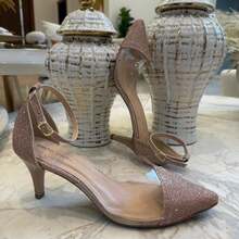 Show Show Women's Comfortable Stiletto Heel Pump With Transparent Vinyl - Luxury Spring/Summer - Blogger Style - 玫瑰閃粉 - 查看 4