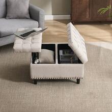 Cadeira quadrada com espaço de armazenamento, banco com tampo elevável, ideal para sala de estar, quarto ou escritório, com baú estofado (PU preto).