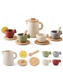 Children's Tea Sets And Kitchen Accessories, Suitable For Children Aged 3, 4, 5 And Above, Plastic Pretend Role-Playing Kitchen Toys, Tea Cups, Game Plates, Tableware Sets, Children's Gifts, Baby Coffee Machine Toys, Wooden Products, Coffee Machine Kitchen Set Models, Children's Game Simulation, Coffee Cake Pretend Toys - Bộ ấm trà - Xem 12