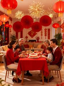 6件套 2026年中国新年纸扇墙饰，新年纸扇，红色派对挂扇DIY套装：纸扇挂饰，节日纸扇家居及窗户装饰 - 无胶，易粘贴设计，非常适合客厅及门装饰