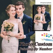 [Customized] 1pc Painting By Number Personalized Photo Customized Diy Picture Coloring By Number Acrylic Adult Gift 40x50cm/16x20inch Without Frame 24colors