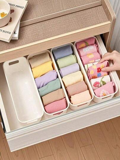 10-Pack White Plastic Storage Boxes With Dividers - Multi-Purpose Open Drawer Organizers For Nursery Rooms, Phone Cases And Bedside Essentials | Space-Saving Clear Design (White)