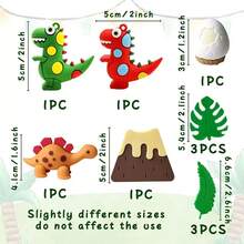 Decoratiuni de tort cu ou de dinozaur, ou de dinozaur, frunze, decoratiuni de tort vulcan, potrivite pentru ziua de nastere a prietenilor, accesorii pentru petreceri cu tematica animalelor dinozaur, petrecere de neuitat pentru prietenii tai, poate fi si un mic cadou pentru fanii si prietenii dinozaurilor! - Multicolor - Vizualizare 14