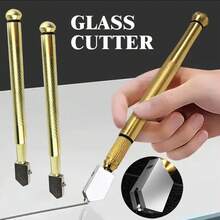 1pc 2pcs Glass Cutter, Glass Mirror Cutting Tool, Pencil-Style Oil-Filled Hard Carbide Tip Glass Cutter, Alloy Steel Material, Easy To Operate, Suitable For Mirrors And Glass - Gold - View 12