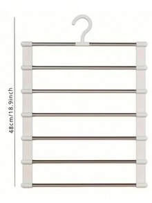 1pc Magic Pants Hanger - Foldable Jeans Rack, Multi-Functional Storage Organizer For Pants, Scarves And Wardrobe Organization (White Trim And Hooks Are Plastic, Rod Is Iron) - Multicolor - View 3